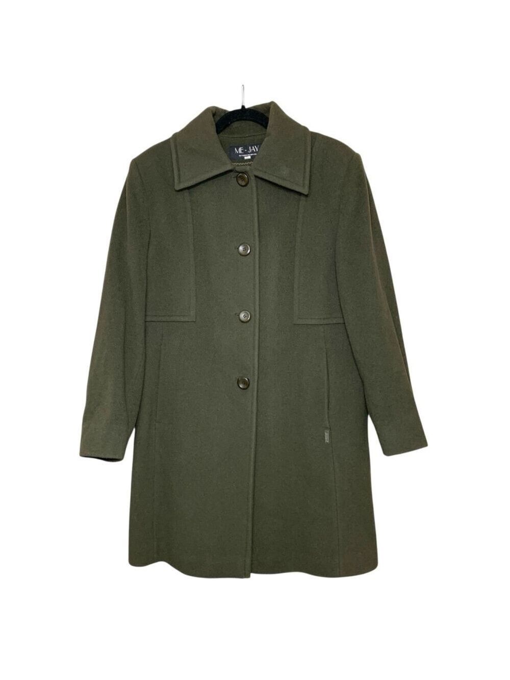 Vintage Me Jay Green Pea Coat Wool Cashemere Sz 14 (real Sz M) Minimalist  Italy